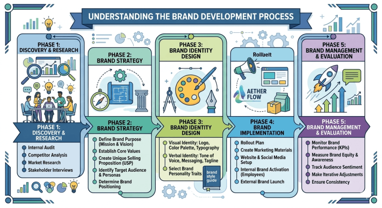Infographic showing the 2026 Brand Development process for South African SMEs in Gqeberha